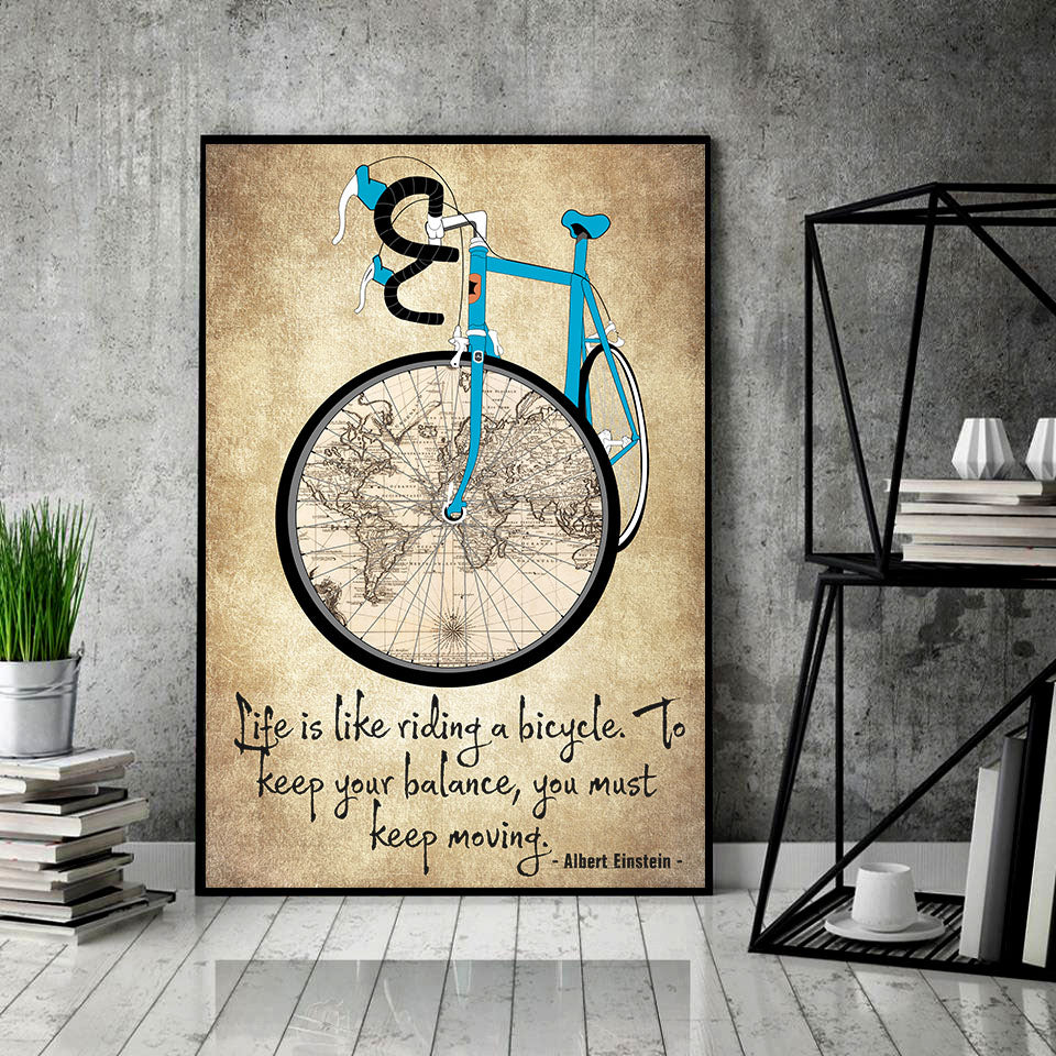Bicycle Life Is Like Riding A Bicycle To Keep Your Balance - Vertical Poster - Owls Matrix LTD