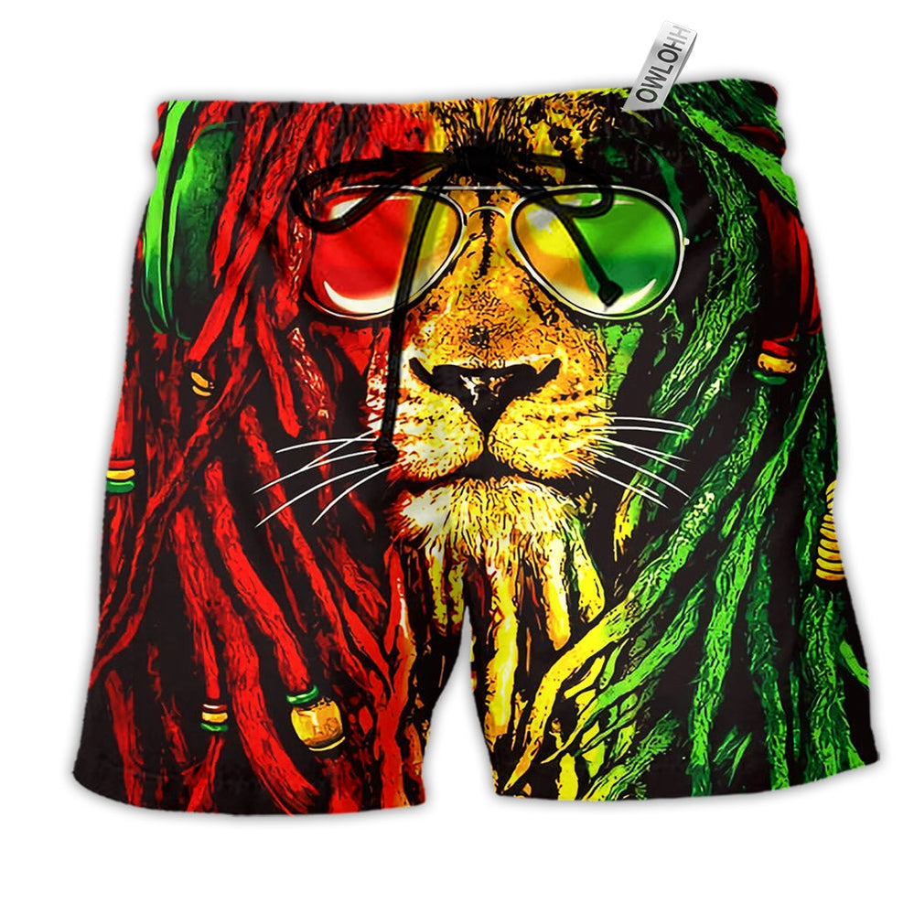 Beach Short / Adults / S Lion Jamaica Red Color - Beach Short - Owls Matrix LTD