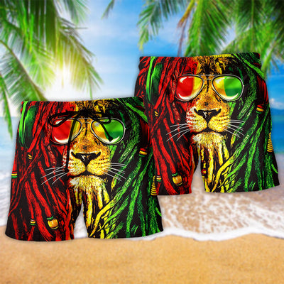Lion Jamaica Red Color - Beach Short - Owls Matrix LTD