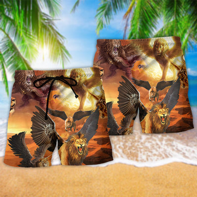 Lion King Love Life Strong Cool - Beach Short - Owls Matrix LTD