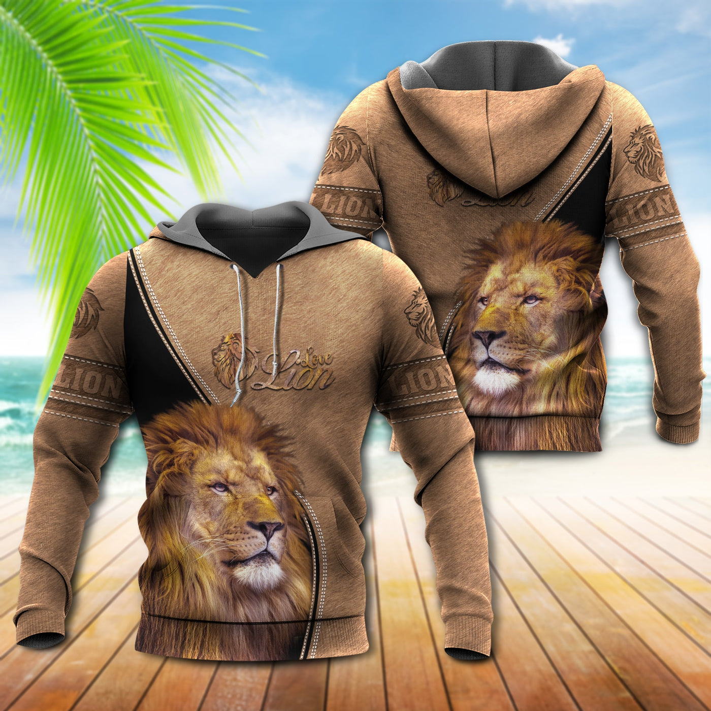 Lion Leather Strong Style - Hoodie - Owls Matrix LTD
