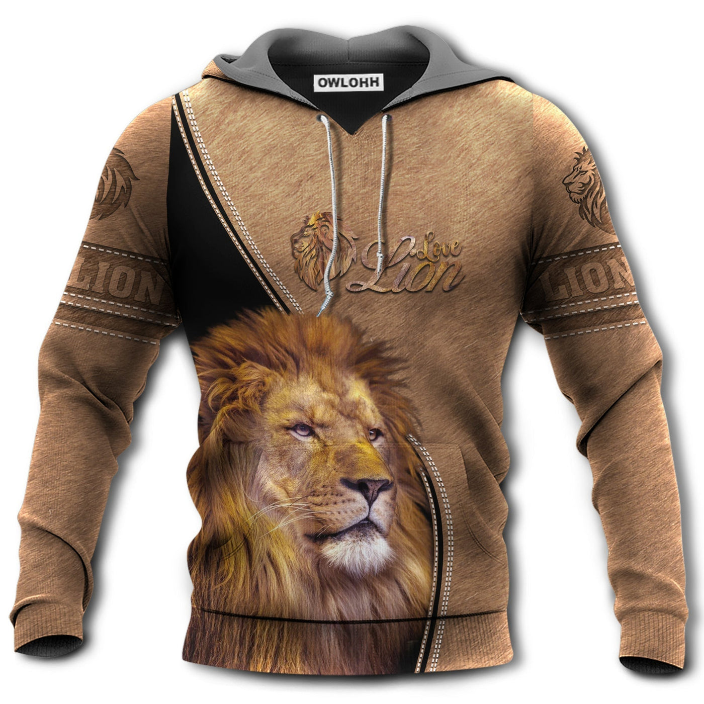 Unisex Hoodie / S Lion Leather Strong Style - Hoodie - Owls Matrix LTD