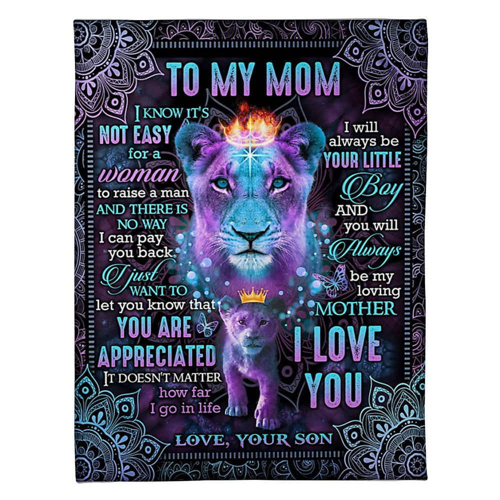 50" x 60" Lion You Will Always Be My Loving Mother Your Little Boy - Flannel Blanket - Owls Matrix LTD