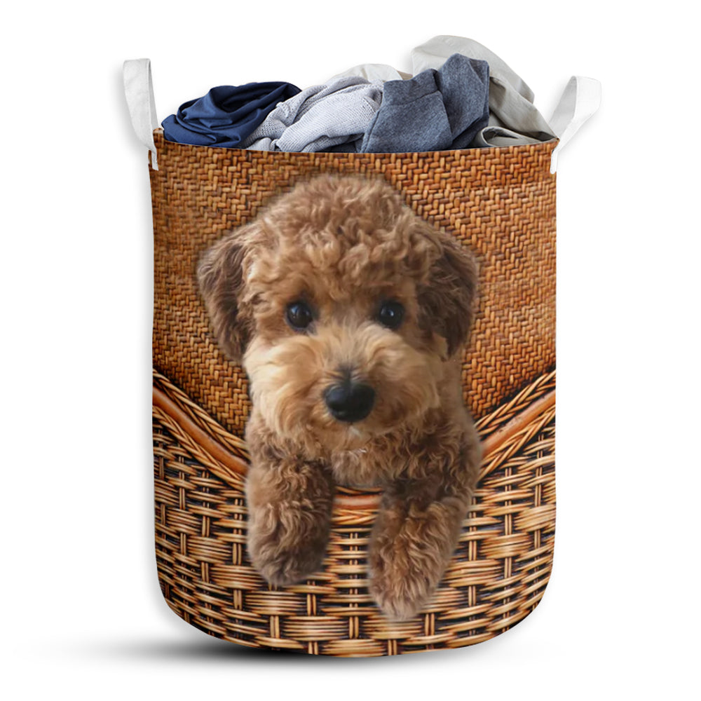 Maltipoo Dog Rattan Teaxture - Laundry Basket - Owls Matrix LTD