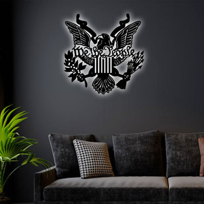 12"x12" Eagle We The People - Led Light Metal - Owls Matrix LTD