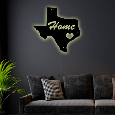 12"x12" Texas My Home - Led Light Metal - Owls Matrix LTD