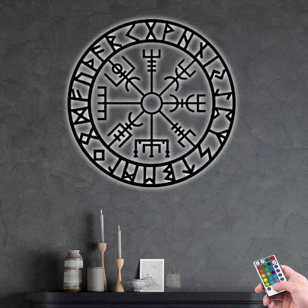 Viking Vegvisir Hanging Viking - Led Light Metal - Owls Matrix LTD