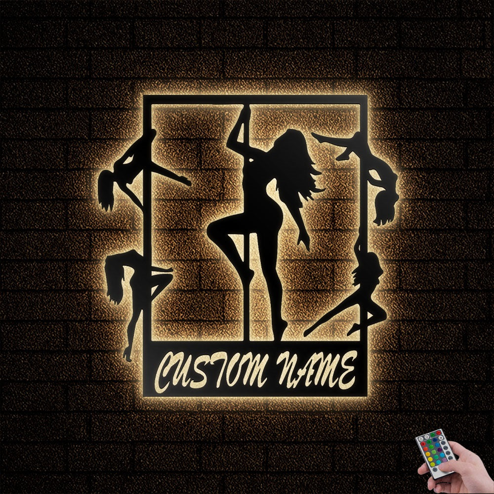 12"x12" Pole Dance Sexy Hot Girl Personalized - Led Light Metal - Owls Matrix LTD