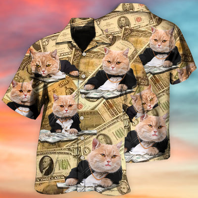 Cat Money Vintage Style - Hawaiian Shirt - Owls Matrix LTD