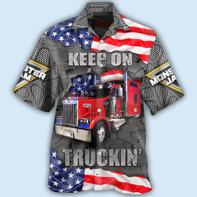 Truck Cool Monster Truck Keep On Truckin' America Style - Hawaiian Shirt - Owls Matrix LTD
