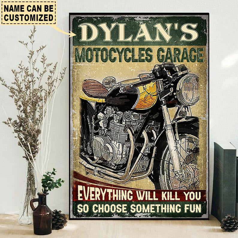 Motorcycle Garage Special Cool Personalized - Vertical Poster - Owls Matrix LTD
