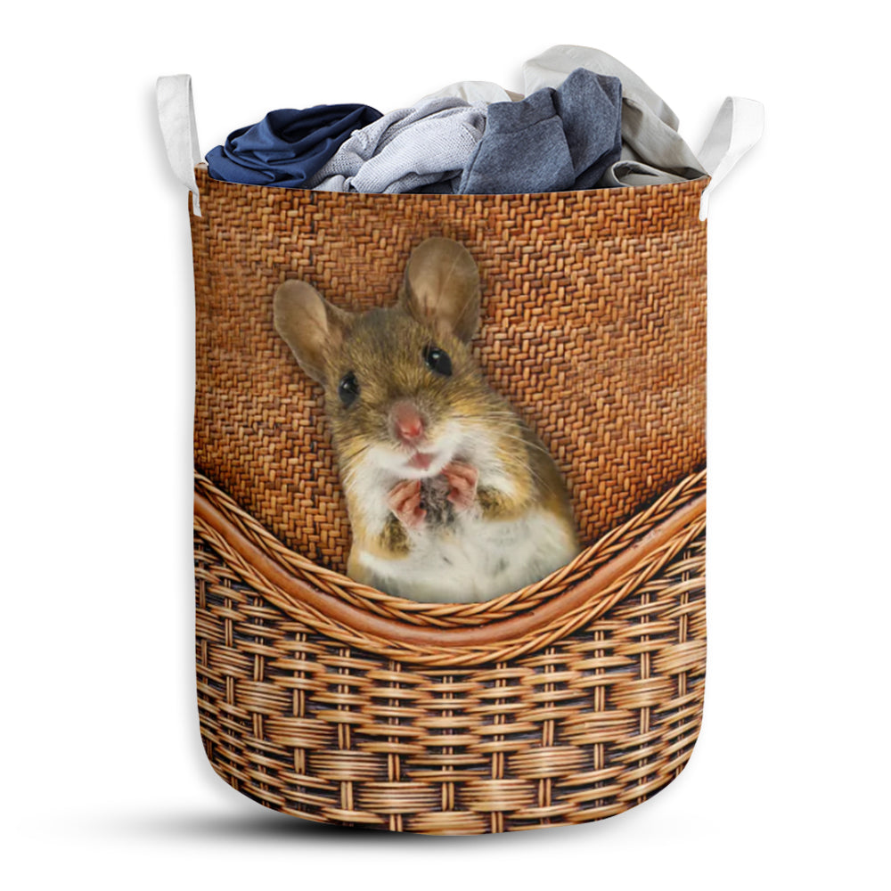 Mouse Rattan Teaxture Style - Laundry Basket - Owls Matrix LTD