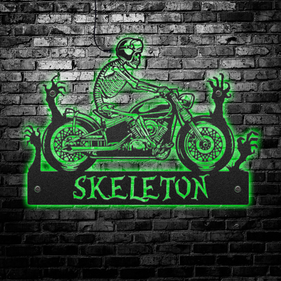 Skeleton Motorcycle Style Personalized - Led Light Metal - Owls Matrix LTD