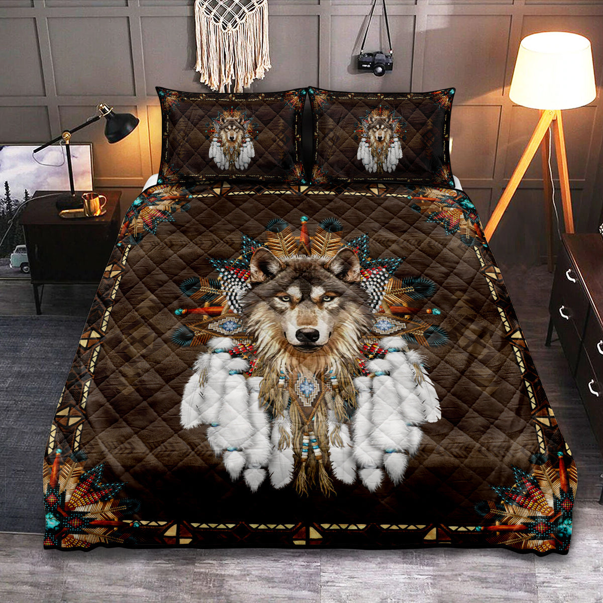 Native American Peace Amazing Style - Quilt Set - Owls Matrix LTD