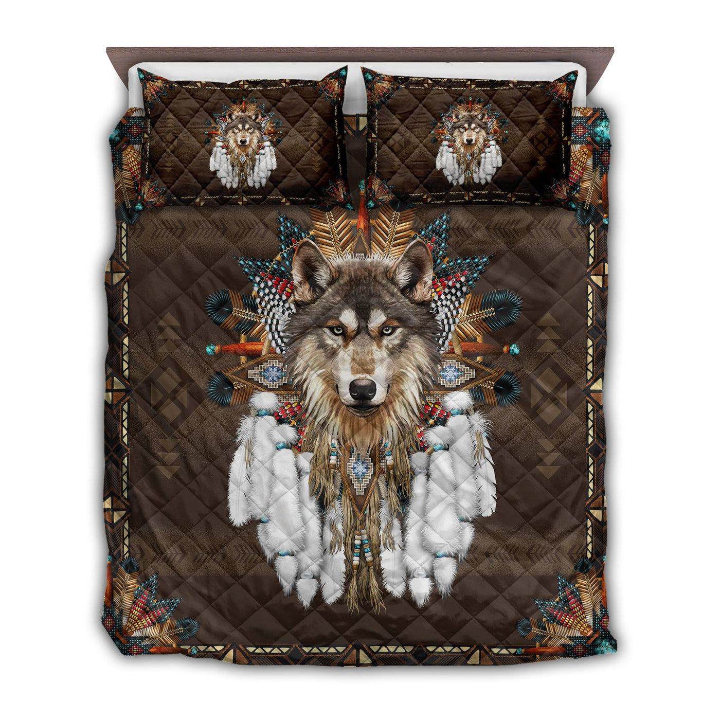 TWIN ( 50 x 60 INCH ) Native American Peace Amazing Style - Quilt Set - Owls Matrix LTD