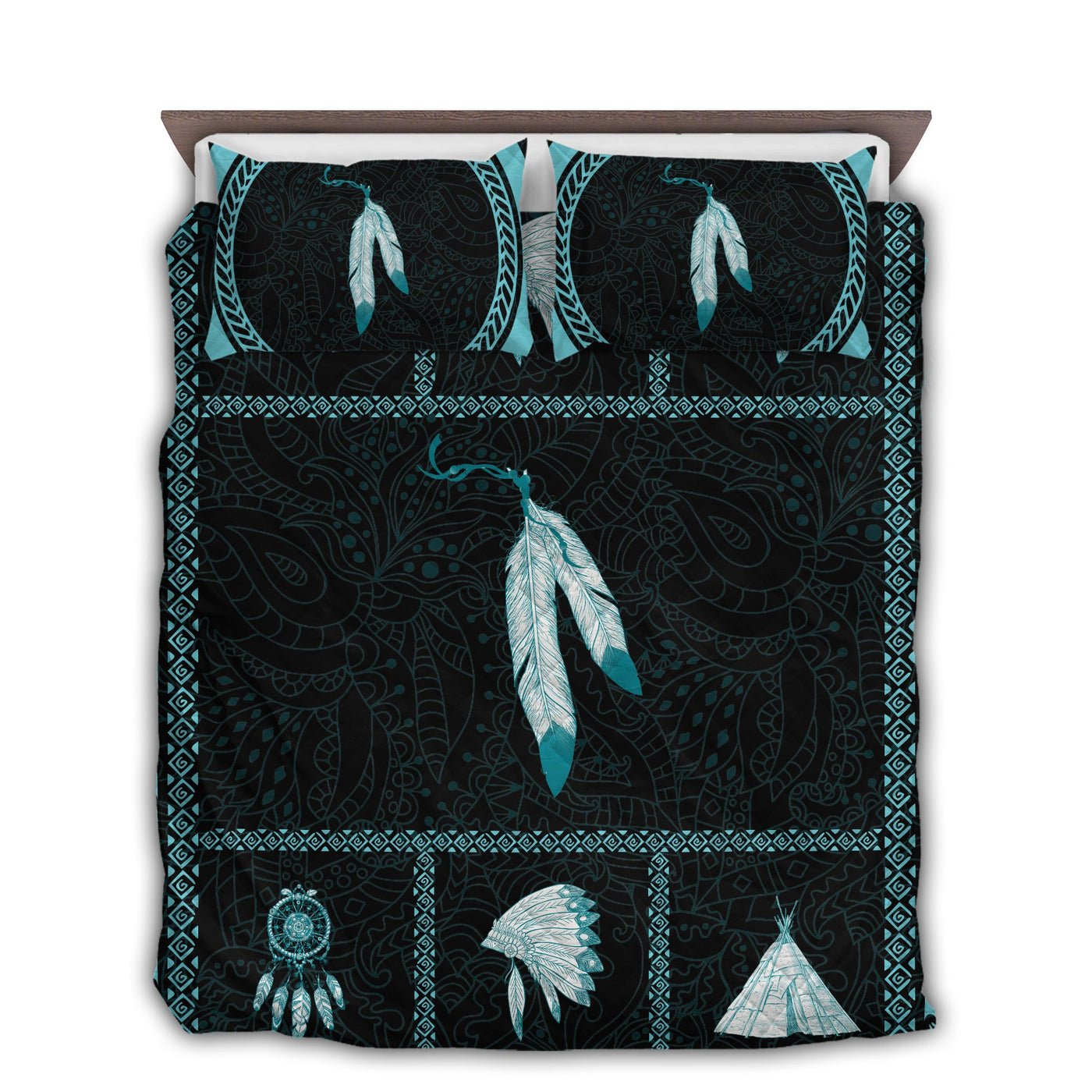 TWIN ( 50 x 60 INCH ) Native American Peaceful Feather - Quilt Set - Owls Matrix LTD
