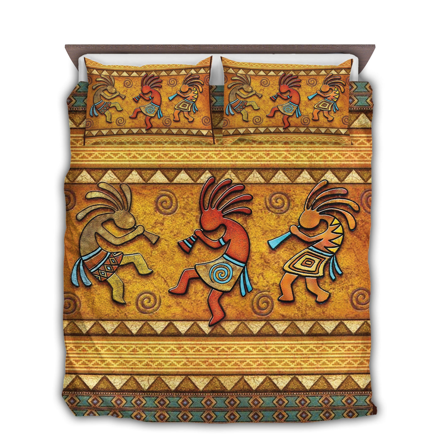 US / Twin (68" x 86") Native People Sign Yellow Style - Bedding Cover - Owls Matrix LTD