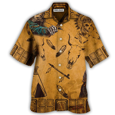 Hawaiian Shirt / Adults / S Native Skull War Vintage - Hawaiian Shirt - Owls Matrix LTD