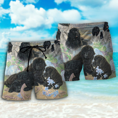 Newfoundland Black Dog Floral Lover - Beach Short - Owls Matrix LTD