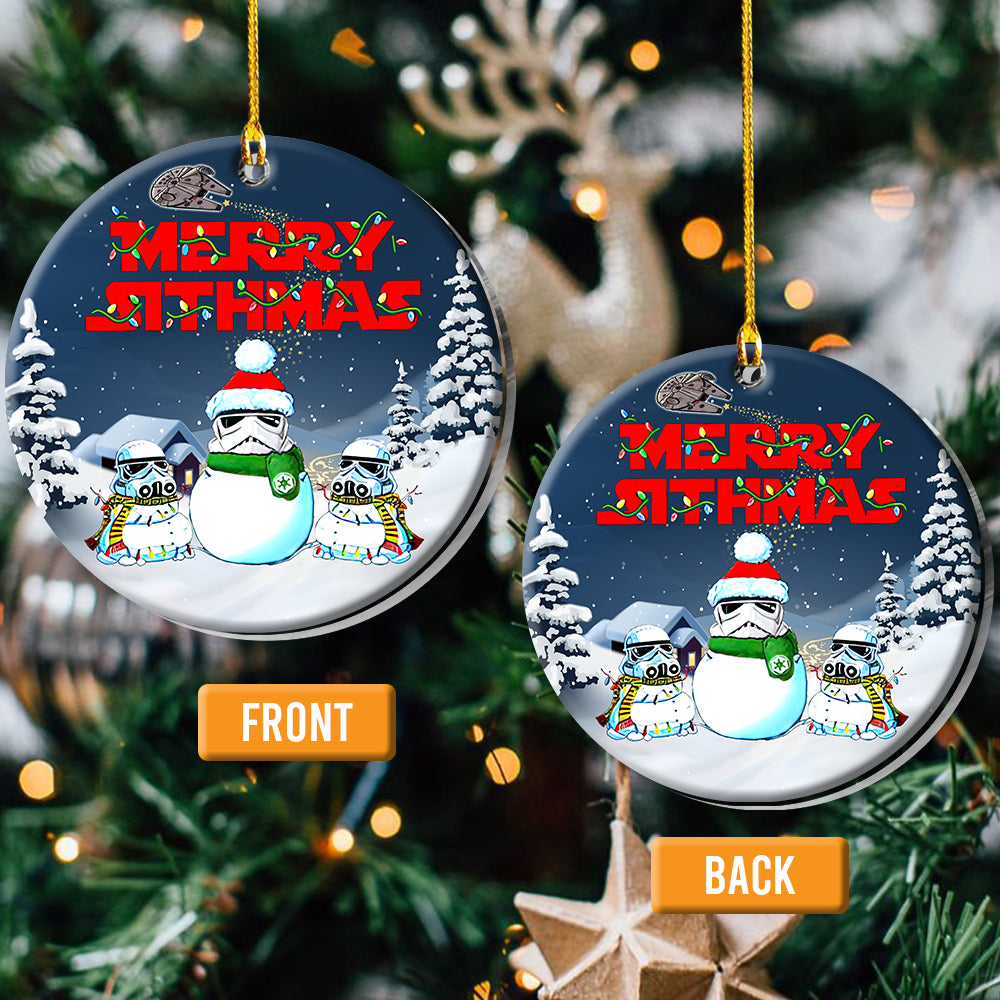 Christmas Star Wars Stormtrooper Snowman - Circle Ornament