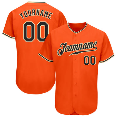 Custom Orange Black-Khaki Authentic Baseball Jersey