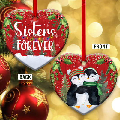 Penguin Sister Forever Style - Heart Ornament - Owls Matrix LTD