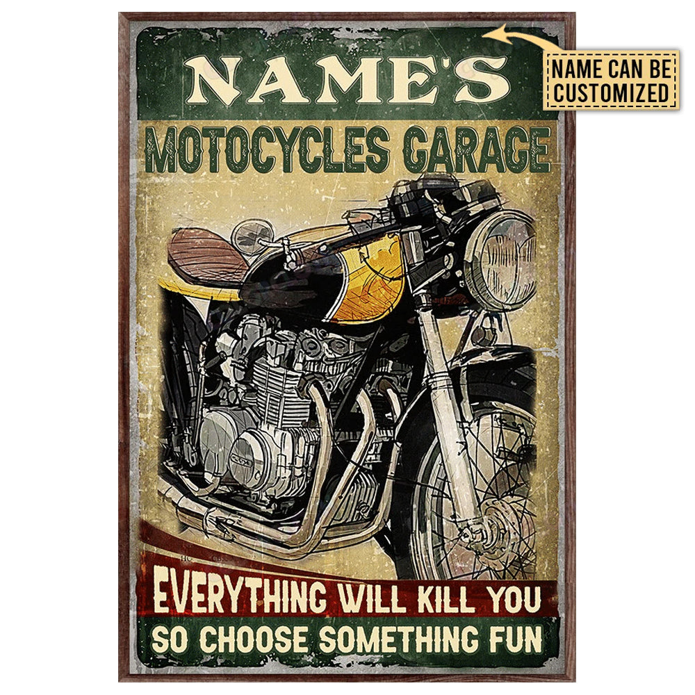 12x18 Inch Motorcycle Garage Special Cool Personalized - Vertical Poster - Owls Matrix LTD