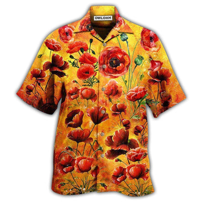 Hawaiian Shirt / Adults / S Poppy Flowers Lest We Forget - Hawaiian Shirt - Owls Matrix LTD