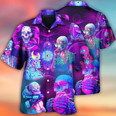 Skull Psychic Skull Face Future Style With Purple - Hawaiian Shirt - Owls Matrix LTD