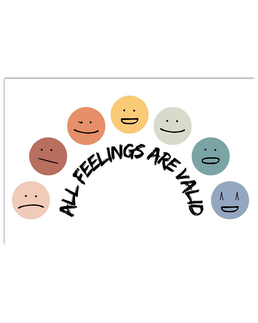 12x18 Inch Psychology All Feelings Are Valid With Smile - Horizontal Poster - Owls Matrix LTD
