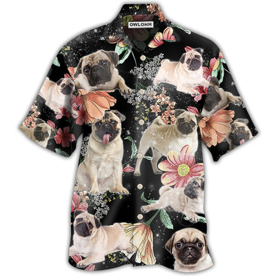 Hawaiian Shirt / Adults / S Pug Tropical Floral Style - Hawaiian Shirt - Owls Matrix LTD
