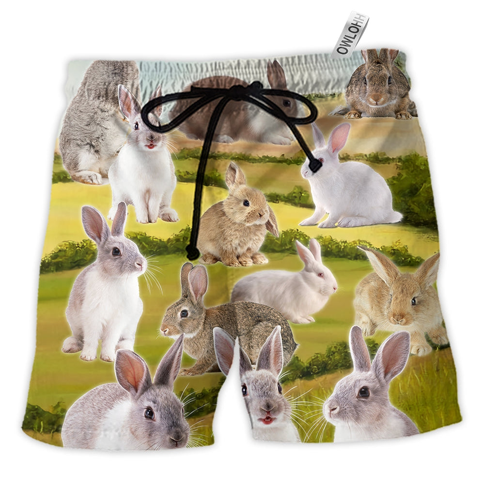 Beach Short / Adults / S Rabbit It's A Wonderful Garden - Beach Short - Owls Matrix LTD