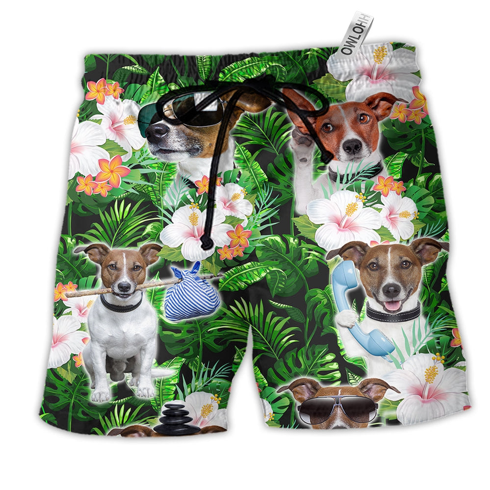 Beach Short / Adults / S Rat Terrier Tropical Floral Dog Lover - Beach Short - Owls Matrix LTD