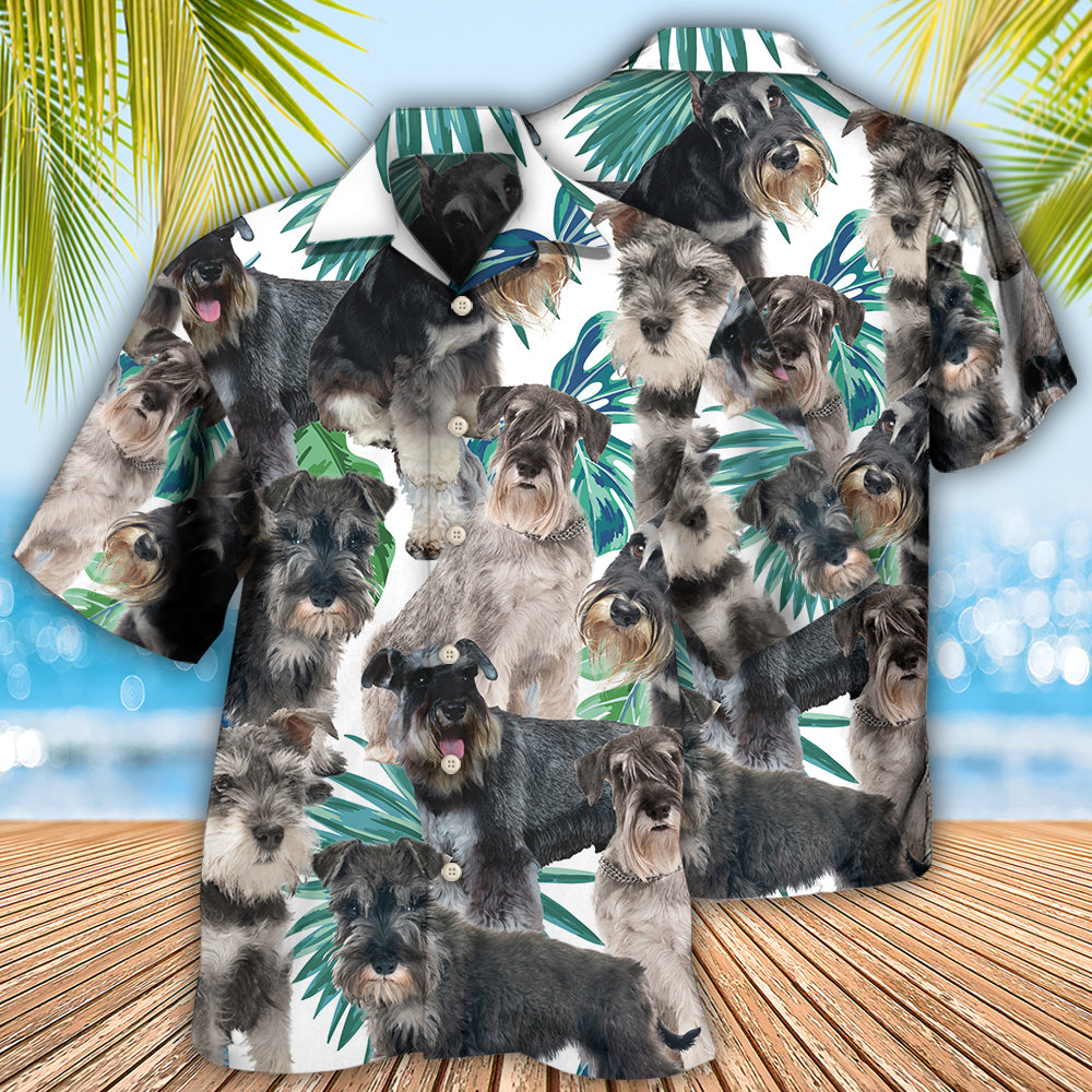 Schnauzer Dog Tropical Leaf Cool - Hawaiian Shirt - Owls Matrix LTD
