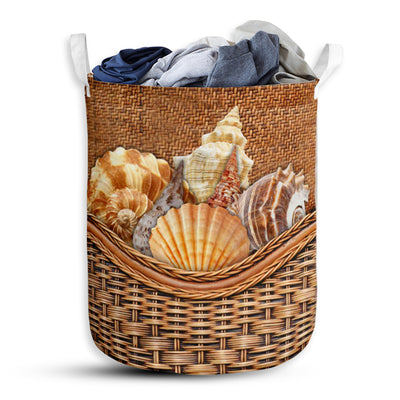 Seashells Rattan Teaxture - Laundry Basket - Owls Matrix LTD