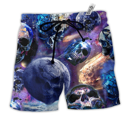 Beach Short / Adults / S Skull Planet Galaxy Purple - Beach Short - Owls Matrix LTD