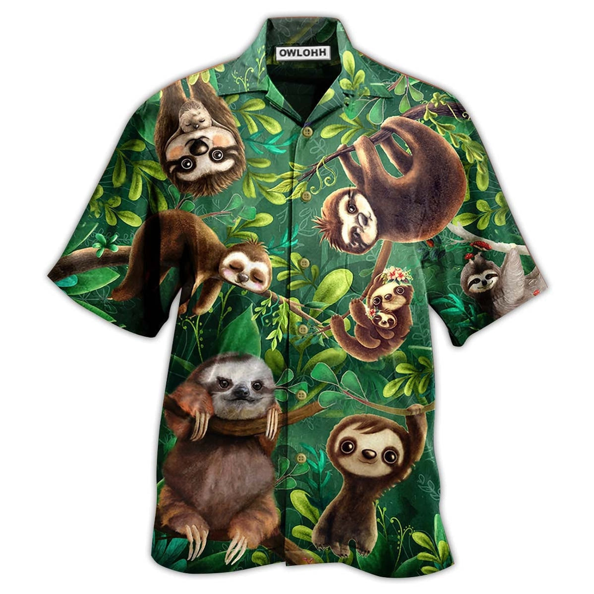 Hawaiian Shirt / Adults / S Sloth Lovely Cute Animals - Hawaiian Shirt - Owls Matrix LTD