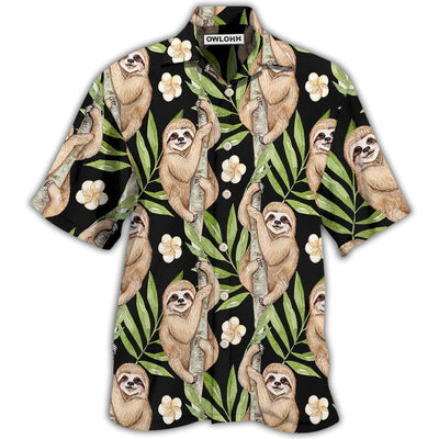 Hawaiian Shirt / Adults / S Sloth Tropical Leaf With Tiny Flower - Hawaiian Shirt - Owls Matrix LTD