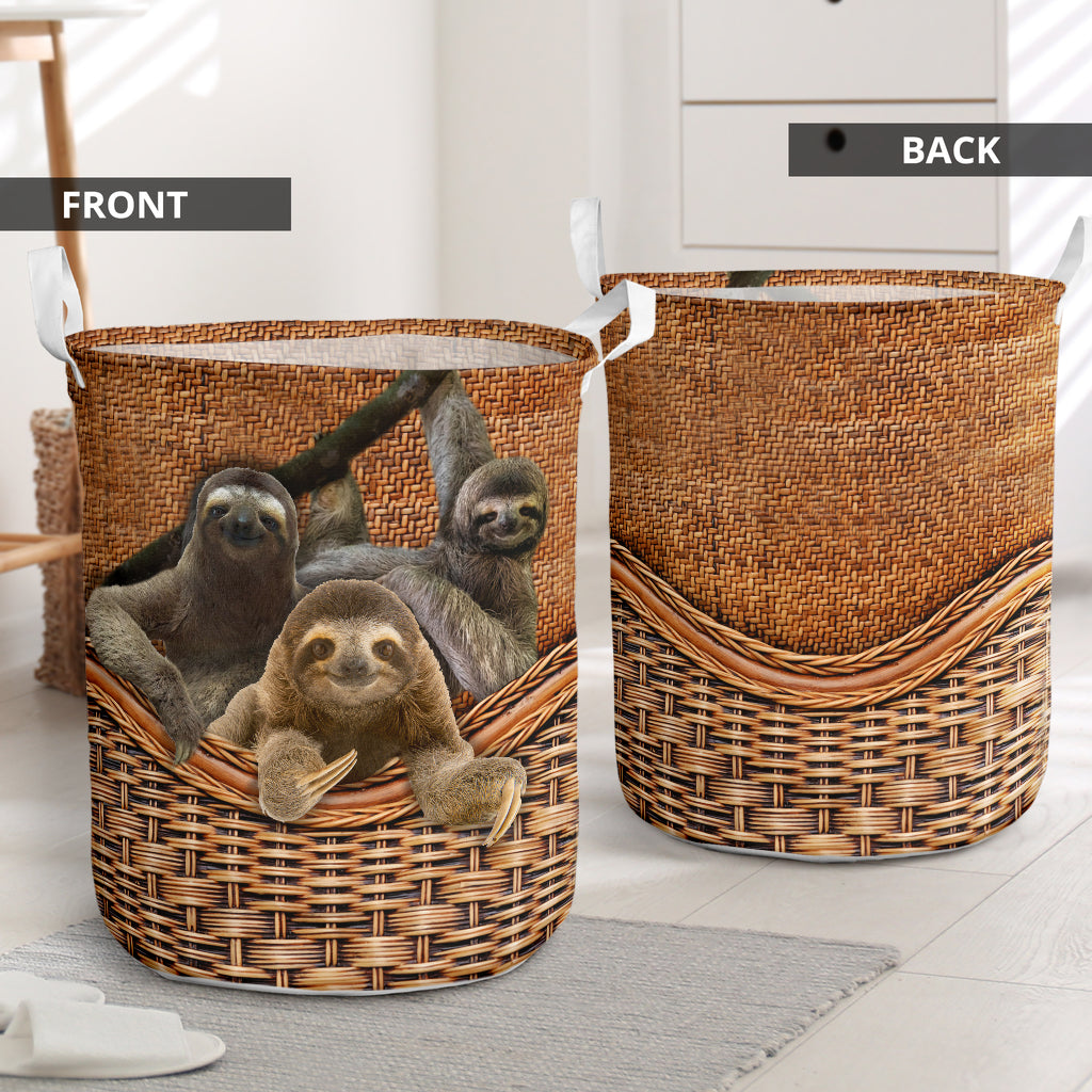 Sloths Rattan Teaxture Style - Laundry Basket - Owls Matrix LTD