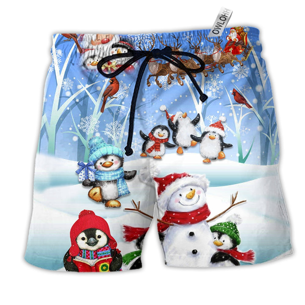 Beach Short / Adults / S Snowman Wishing You A Little Cuteness Christmas - Beach Short - Owls Matrix LTD