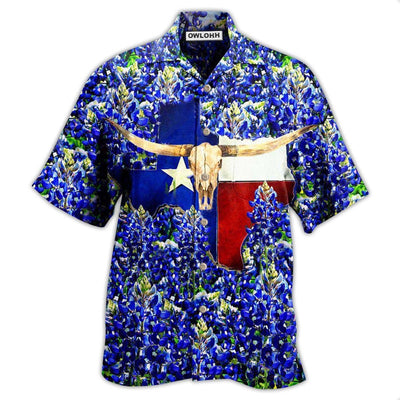 Hawaiian Shirt / Adults / S Texas Forever Texas Bluebonnet - Hawaiian Shirt - Owls Matrix LTD