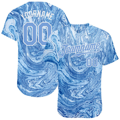 Custom Tie Dye Light Blue-White 3D Authentic Baseball Jersey - Owls Matrix LTD