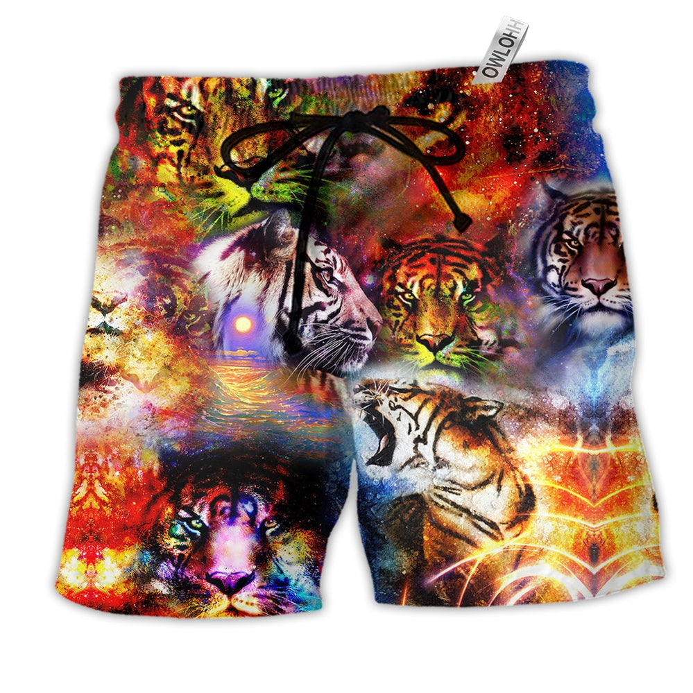 Beach Short / Adults / S Tiger The Power Of Tigers In The Universe Cool Style - Beach Short - Owls Matrix LTD