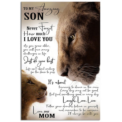 12x18 Inch Lion To My Amazing Son - Vertical Poster - Owls Matrix LTD