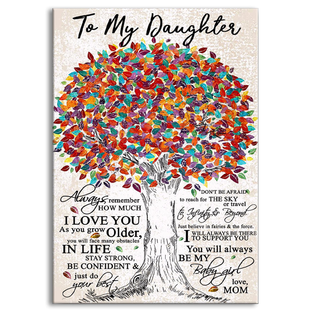 12x18 Inch To My Daughter I Love You Tree Love Mom - Vertical Poster - Owls Matrix LTD