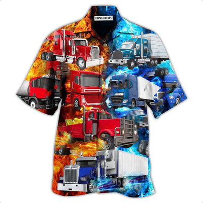 Hawaiian Shirt / Adults / S Truck Keep On Trucking Driver Cool and Hot - Hawaiian Shirt - Owls Matrix LTD