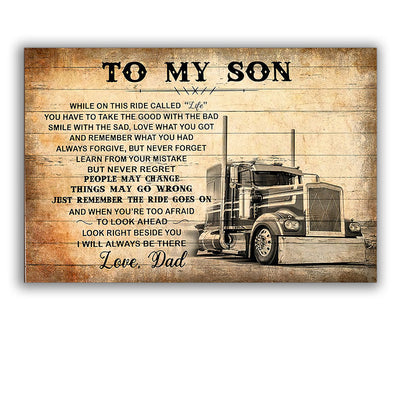 12x18 Inch Truck Lover To My Son Love Dad - Horizontal Poster - Owls Matrix LTD