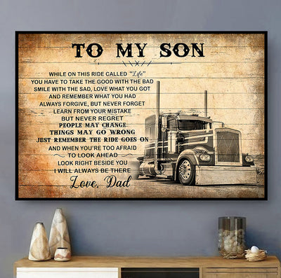 Truck Lover To My Son Love Dad - Horizontal Poster - Owls Matrix LTD
