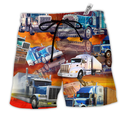 Beach Short / Adults / S Truck Real Men Drive Big Trucks - Beach Short - Owls Matrix LTD