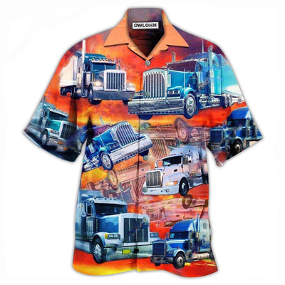 Hawaiian Shirt / Adults / S Truck Real Men Drive Big Trucks In The Sunset - Hawaiian Shirt - Owls Matrix LTD